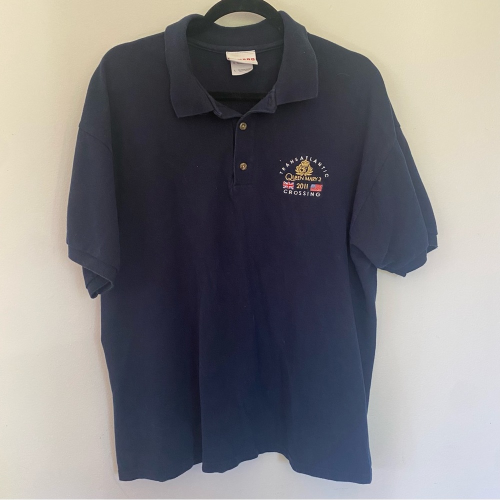 X large Navy Polo Shirt Transatlantic Queen Mary 2 Crossing